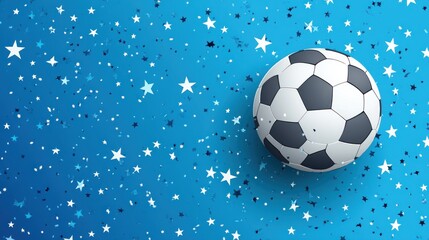 Naklejka premium Soccer ball on blue background with stars.