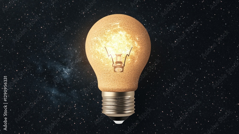 Aufkleber Light bulb illuminated against a starry night sky creating a magical atmosphere