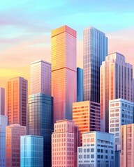 Fototapeta premium A bustling city skyline showcasing modern architecture and urban life