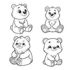 High-Quality Cute Cartoonic Sun Bear Sitting Pose Vector Illustrations