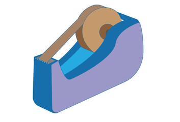 Tape Dispenser vectors, A tape dispenser with an adhesive scotch roll, featuring a sticky ribbon and a reel holder. Designed with a bobbin for efficient use, this office equipment includes a duct gun.