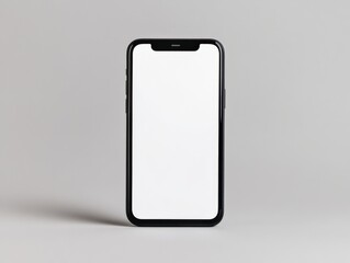 smartphone with blank screen on gray background