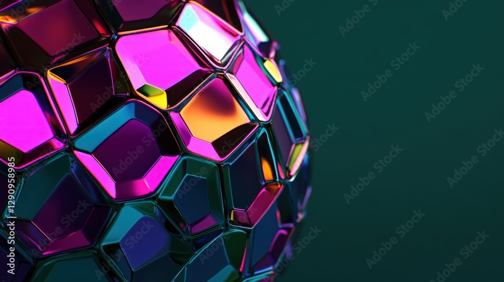 Poster colorful geometric abstract shape with shine and gradient reflection