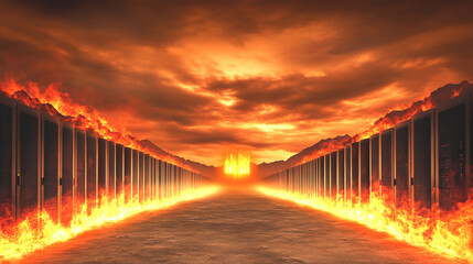 Fiery Destruction of Data Servers Under an Apocalyptic Sky