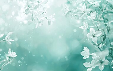 Soft mint green gradient with tiny glowing white floral Easter touches Easter