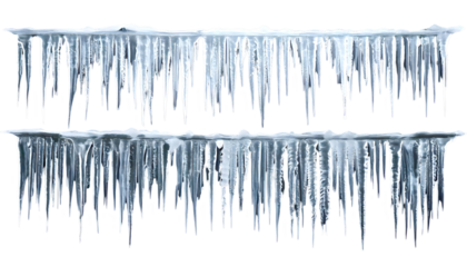 Set of icicles isolated on transparent background