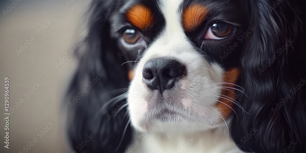 Poster a close-up shot of a dog's face with a blurred background