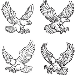 High-Quality Cute Cartoonic Eagle Flying Pose Vector Illustration
