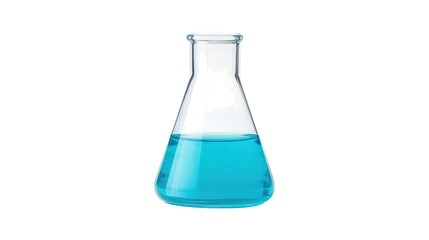 Blue liquid in beaker, laboratory glassware with chemical solution for scientific experiment