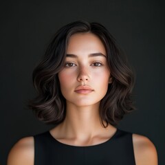 Obraz premium Portrait of a woman with Short Wavy Hair