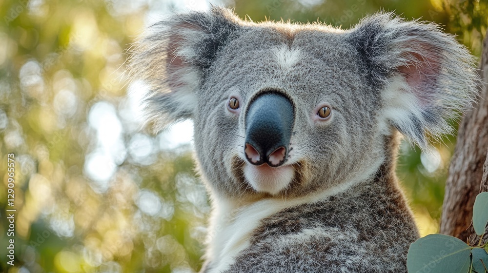 Poster close-up of a koala sitting in a tree branch