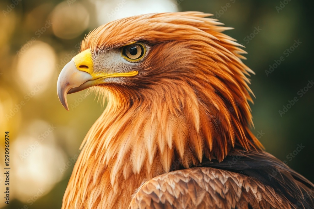 Poster a detailed view of a bird of prey's face and beak