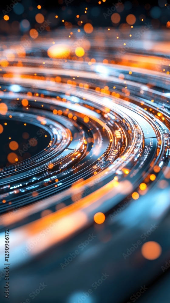 Poster Vibrant Abstract Motion with Glowing Particles and Light Trails in Background
