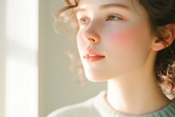 Young Woman Looking into the Light