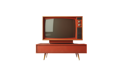 Vintage TV on stand: A classic vintage television set, complete with knobs and a retro design, sits atop a matching wooden stand, evoking nostalgia and the charm of yesteryear.