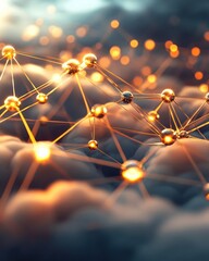Abstract Network Connections with Golden Nodes on a Soft Background