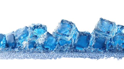 Cool Cubes: An icy cascade of transparent blue ice cubes, shimmering with coldness, creating a visual spectacle of freshness and refreshment.