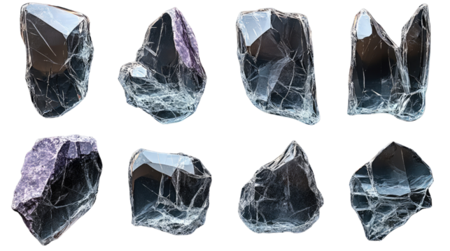 Mineral Marvels: An array of unique mineral specimens, showcasing diverse shapes and textures, are captured in a studio shot