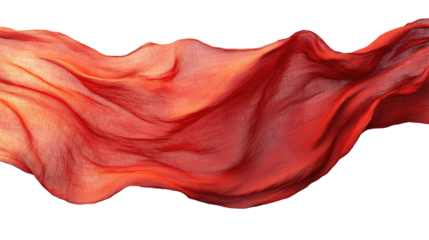 Crimson Cloth in Motion: A flowing swath of vibrant red fabric billows gracefully, captured mid-air, conveying a sense of movement, freedom, and dynamic elegance.