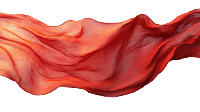 Crimson Cloth in Motion: A flowing swath of vibrant red fabric billows gracefully, captured mid-air, conveying a sense of movement, freedom, and dynamic elegance.
