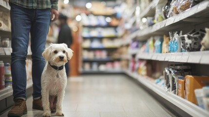Thief alert at a pet shop, employee noticing suspicious behavior. Featuring fast response and pet product protection