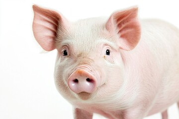 A small pig standing upright against a plain white background