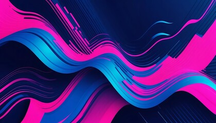 Swirling pink and blue abstract lines over a dark background