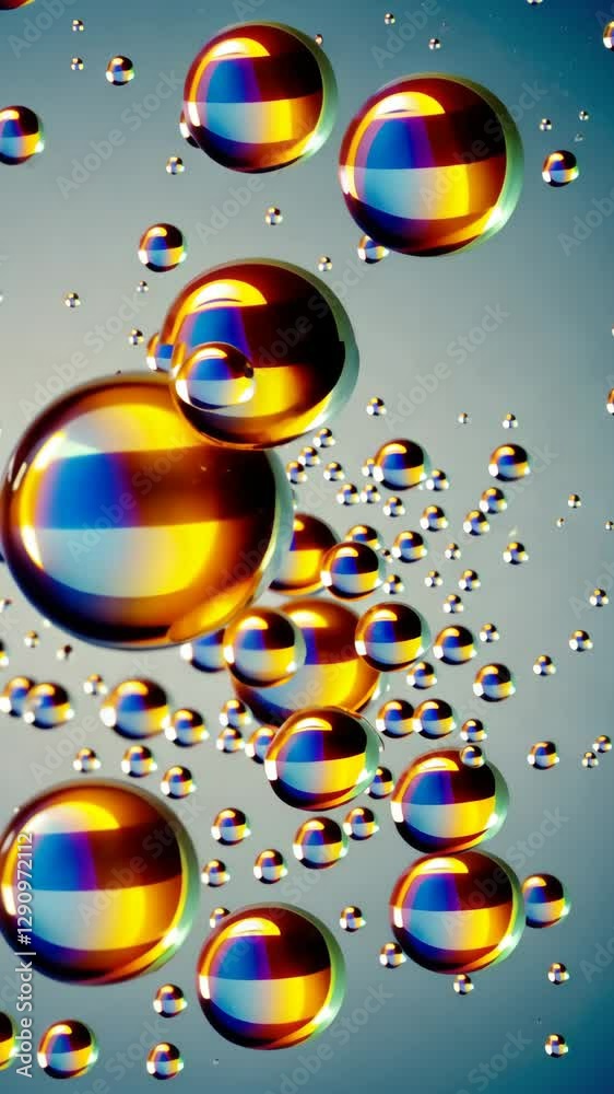Poster A close up of many colorful bubbles. The bubbles are in various sizes and colors. Some are larger and some are smaller