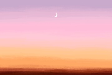 Aesthetic landscape background, colorful sunset design