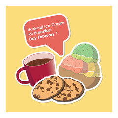  Vector Design National Ice Cream for Breakfast Day – February 1