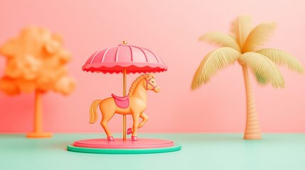 Charming toy horse holding an umbrella perfect for outdoor play and imagination