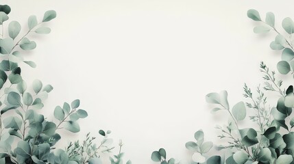 A serene arrangement of green foliage framing a blank space for text or design.