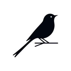 Nightingale Silhouette Vector – Elegant Songbird Illustration in EPS Format