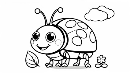 Naklejka premium Ladybug Coloring Page for Kids
