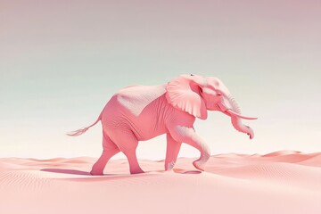 Graceful depiction of an elephant hopping through a serene environment.