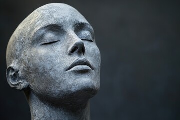 A statue of a man with his eyes closed, perfect for artistic or philosophical contexts
