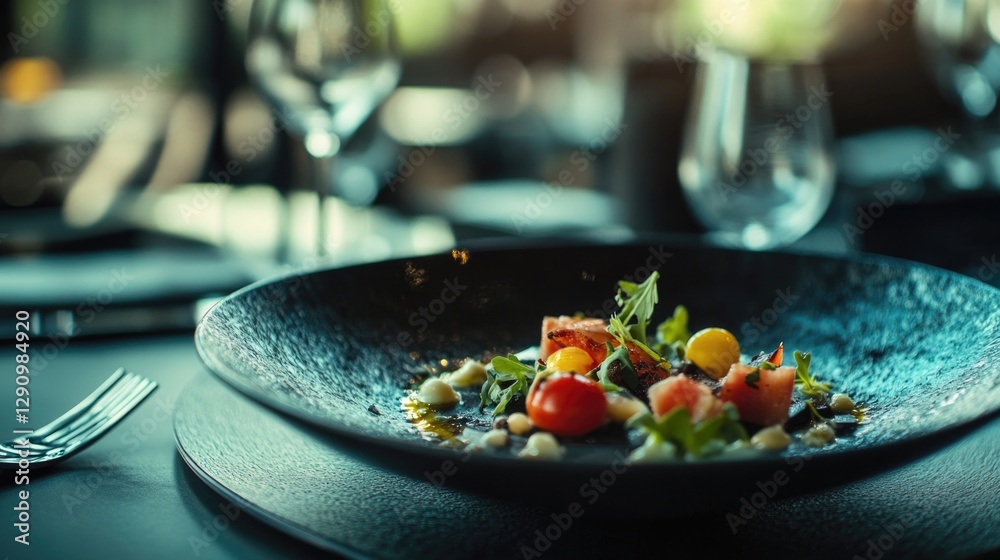 Poster A plate of food sitting on a table