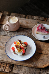 rye bread toast with cherry tomatoes, fried cheese, mozzarella 