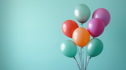 Colorful balloons arranged playfully, symbolizing joy and creativity in a simple yet vibrant design.