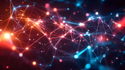 Obraz premium A glowing network of technology nodes and lines. Banners, posters, and social media backgrounds with a modern and sophisticated look. Generative AI.