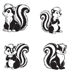 High-Quality Cute Cartoonic Skunk Sitting Pose Vector Illustrations