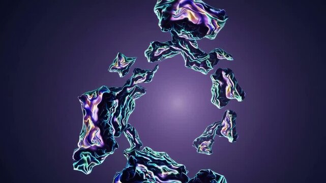 Floating fragments of a fractured dimension, suspended in an infinite void with glowing textures, creating a surreal and futuristic cosmic scene.

