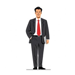Obraz premium Professional Businessman Illustration with Red Tie - Ideal for Corporate Presentations, Marketing Materials, and Business Websites.