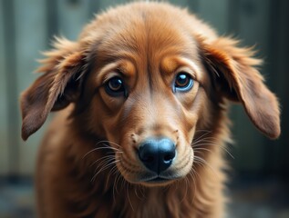 Obraz premium Portrait of adorable brown puppy dog with expressive eyes