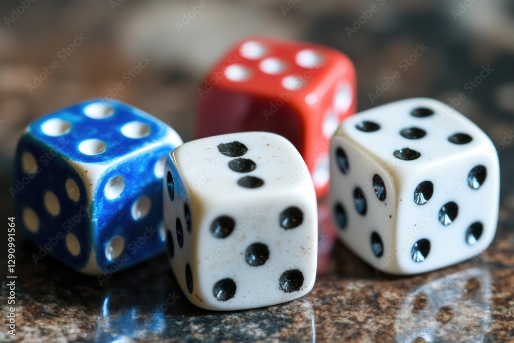 Poster A close-up of three dice on a table