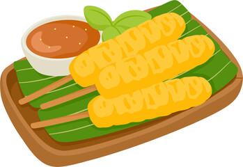 illustration pork satay