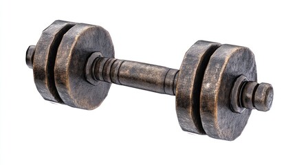 Fototapeta premium Antique bronze dumbbell isolated on white background.