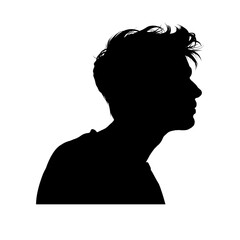young man face profile silhouette - vector illustration
