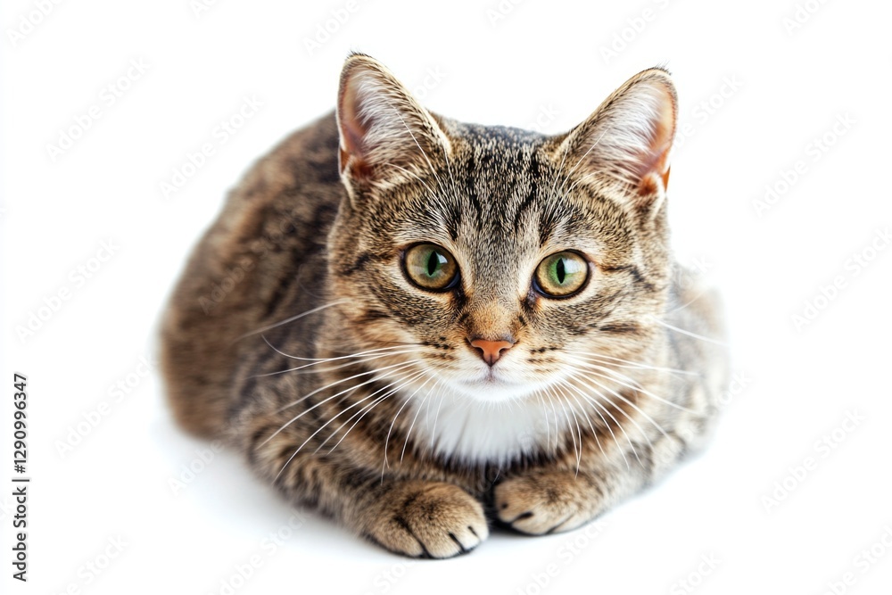 Aufkleber a curious cat looking directly at the camera from a clean white surface