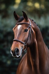 Obraz premium Close-up of a horse with a bridle, great for equestrian or farm-themed projects